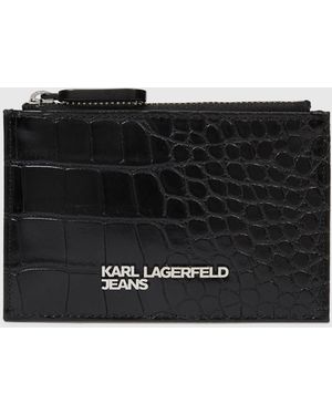 KL Jeans Metal Logo Croco Cardholder - Black