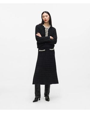 KARL LAGERFELD Jupe Midi En Maille Ornée De Fausses Perles, Femme, Taille - Noir