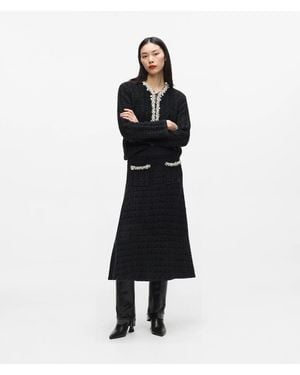 KARL LAGERFELD Midi-Strickrock Mit Perlenimitat, Damen, Größe - Schwarz