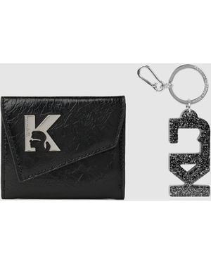 KL Jeans Geo Wallet And Keychain Gift Set - Black