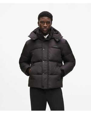 KARL LAGERFELD Short Hooded Puffer Jacket - Black