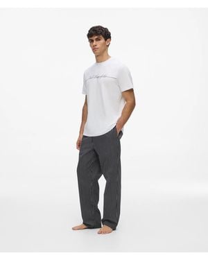 KARL LAGERFELD Pinstripe Trousers Pyjama Set, Multicoloured - White