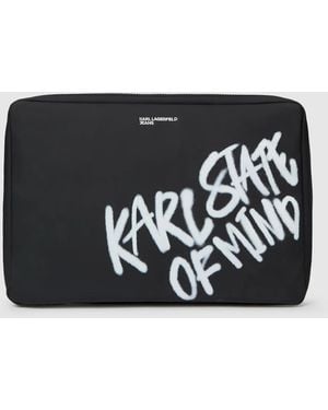 KL Jeans Coated Karl Quote Laptop Pouch - Black