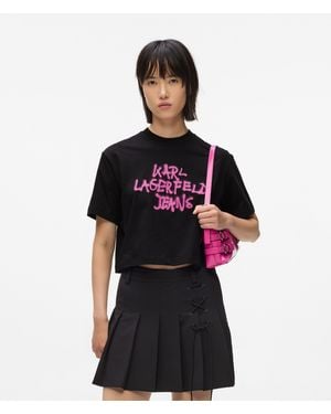 KL Jeans Cropped Graffiti T-Shirt - Red