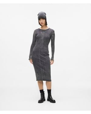 KL Jeans Ribbed Long-Sleeved Dress - White