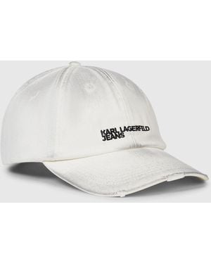 KL Jeans Washed Logo Cap - White