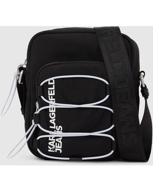 KL Jeans Sac Reporter De Style Utilitaire Avec Cordon De Serrage, Homme, Taille - Noir