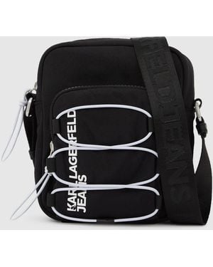 KL Jeans Sac Reporter De Style Utilitaire Avec Cordon De Serrage, Homme, Taille - Noir