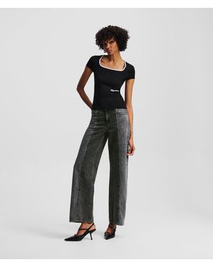 KL Jeans Two-Tone Mid-Rise Relaxed Jeans - Black