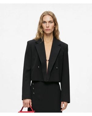 KARL LAGERFELD Cropped Double-Breasted Blazer - Black