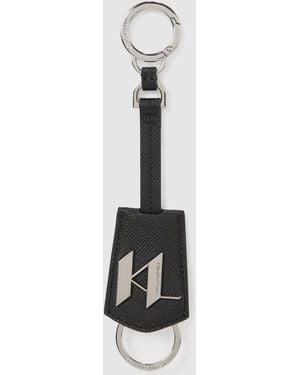 KARL LAGERFELD K/Monogram Leather Keychain - White