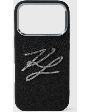 KARL LAGERFELD Autograph Rhinestone Iphone 17 Pro Max Case - Black