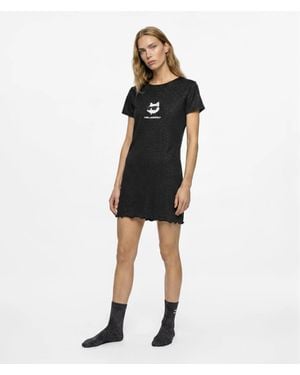 KARL LAGERFELD Ikon Glitter Pyjama Dress And Socks Gift Set - Black