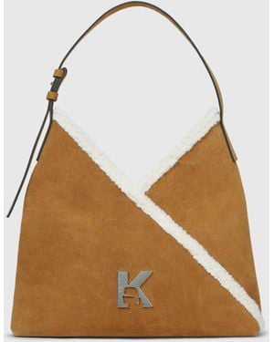 KL Jeans Geo Suede Small Tote Bag - Brown