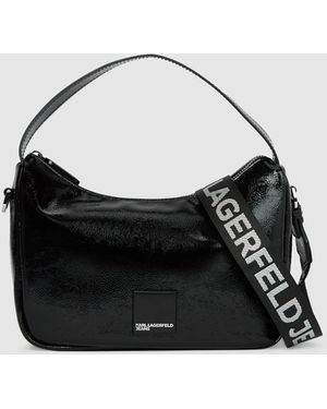 KL Jeans Glossy Mini Hobo Bag - Black