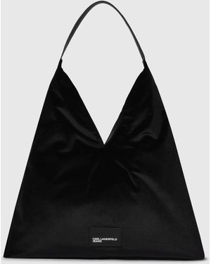 KL Jeans Trapeze Velvet Shopper - Black