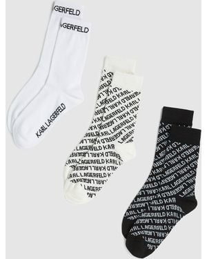 KARL LAGERFELD All-Over Logo Socks – 3-Pack, Multicoloured - Metallic