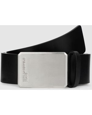 KL Jeans Ledergürtel Mit Logo, Herren, Größe - Schwarz