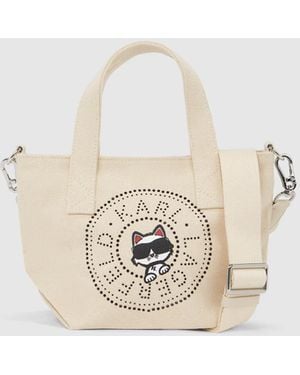 KARL LAGERFELD Ikon Circle Choupette Rhinestones Shopper - Natural