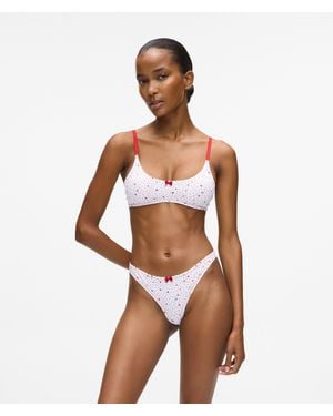 KARL LAGERFELD Heart Print Bralette, Multicoloured - Brown