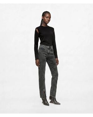 KL Jeans Zipped High-Rise Straight Jeans - Black