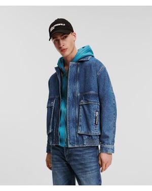 KL Jeans Klj Logo Tape Denim Bomber Jacket - Blue