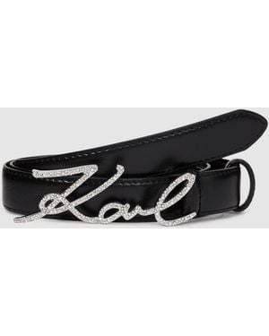 KARL LAGERFELD K/Signature Crystal Belt - White