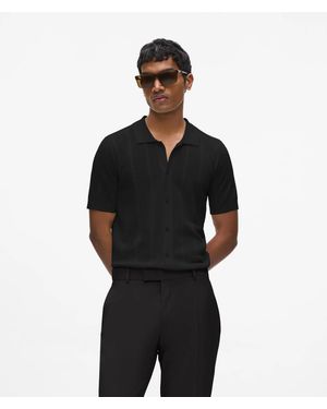 KARL LAGERFELD Short‑Sleeved Knit Shirt - Black