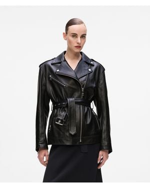 KARL LAGERFELD Oversized Leather Jacket - Black