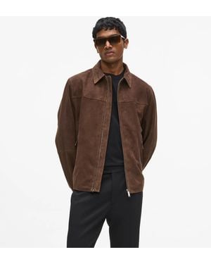 KARL LAGERFELD Exclusive Suede Jacket - Brown