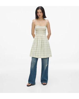 KL Jeans Checked Strappy Dress - Natural