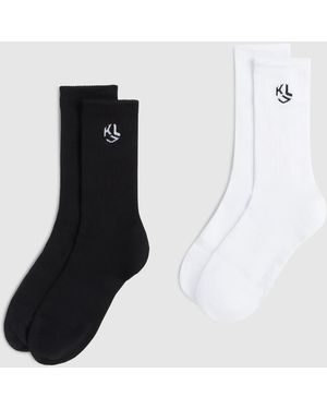 KL Jeans Monogram Mid-Length Socks – 2-Pack - White