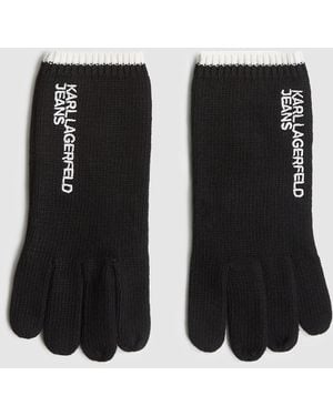 KL Jeans Strickhandschuhe Mit Logo - Schwarz