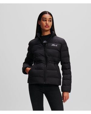 KARL LAGERFELD Signature Ultra Light Puffer Jacket - Black