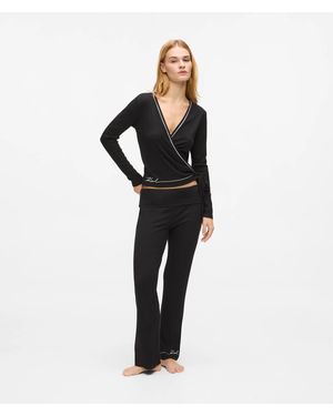 KARL LAGERFELD Signature Loungewear Flared Trousers - Black