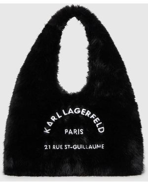 KARL LAGERFELD Rue St-Guillaume Faux-Fur Hobo Bag - Black