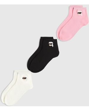 KARL LAGERFELD Ikon Short Socks – 3-Pack - Pink