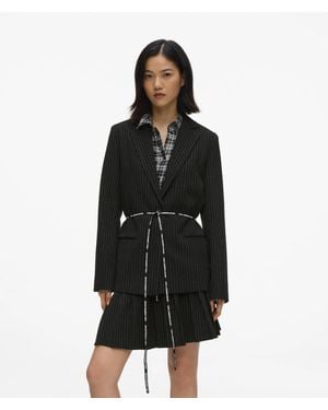KL Jeans Pinstripe Blazer - Black