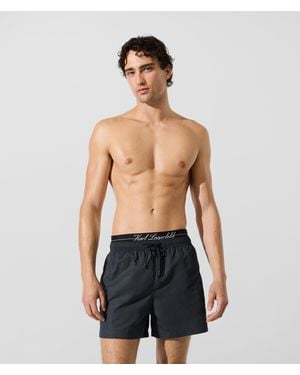 Karl Lagerfeld Short De Bain Avec Un Double Élastique À La Taille, Homme, Taille - Bleu