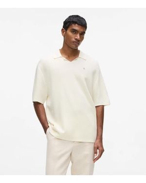 KARL LAGERFELD Knitted Boxy Polo Shirt - White