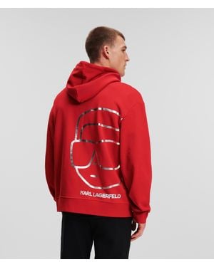 Karl Lagerfeld Ikon Metallic Hoodie - Red