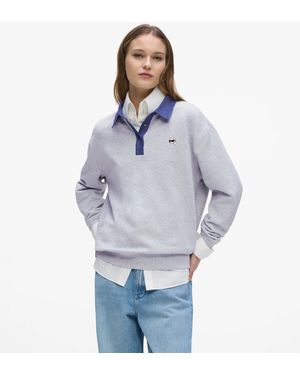 KARL LAGERFELD Ikon Denim Detail Sweatshirt - Blue
