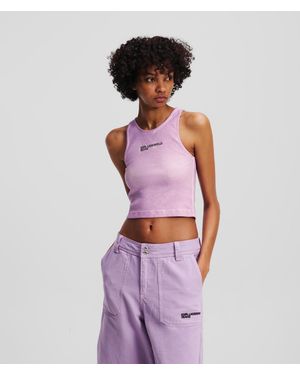 Karl Lagerfeld Geripptes Tanktop Mit Waschung, Frau, Größe: Xl - Lila