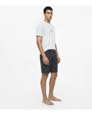 KARL LAGERFELD Monogram Pyjama Shorts - White