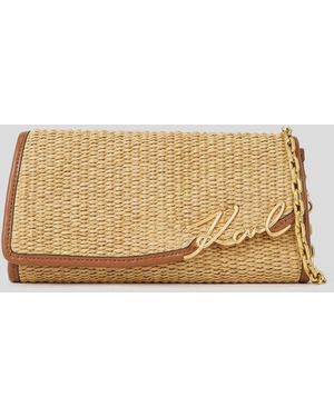 Karl Lagerfeld K/Signature Raffia Wallet On Chain - Natural