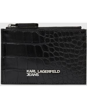 KL Jeans Metal Logo Croco Cardholder - Black