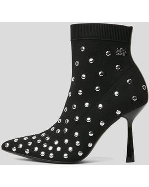 KARL LAGERFELD Pandara Knitted Studded Boots - Black