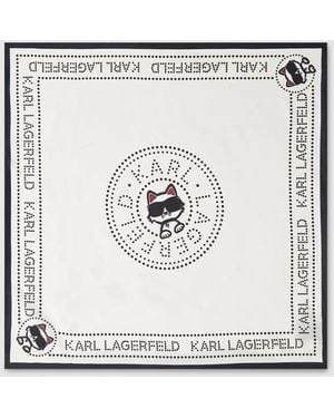 KARL LAGERFELD Ikon Circle Choupette Scarf - White