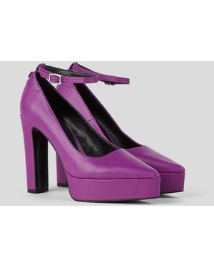 Karl Lagerfeld Soiree Platform Ankle Strap Court Shoes - Purple