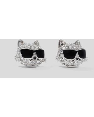 Karl Lagerfeld Ikon Pavé Choupette Charm Earrings - Metallic